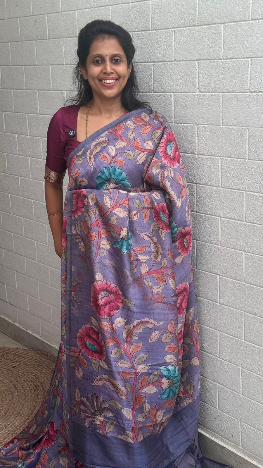 Korean Tussar Kalamkari Saree