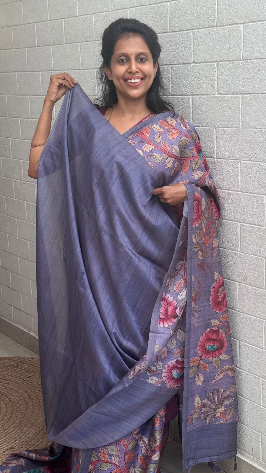 Korean Tussar Kalamkari Saree