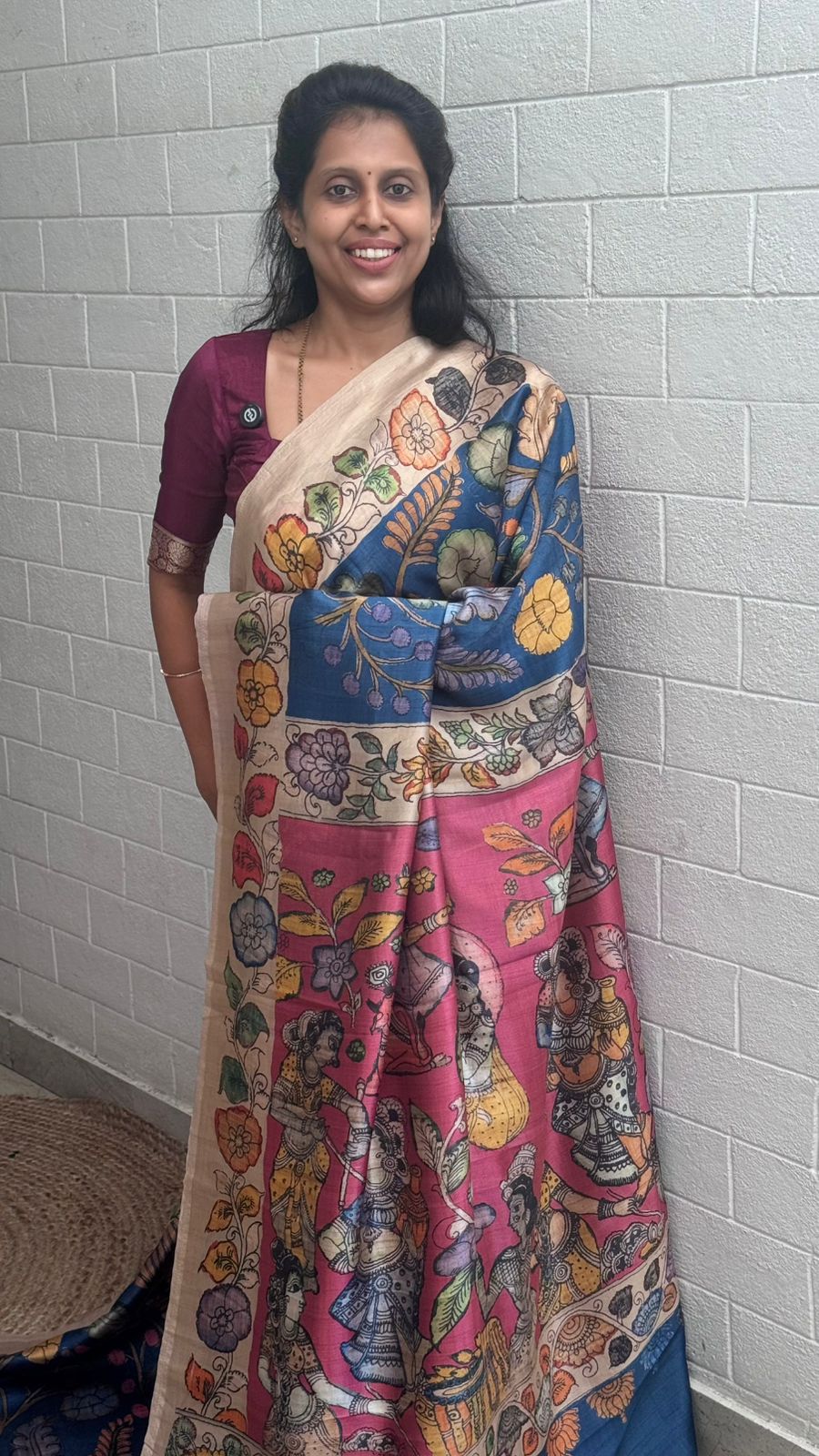 Korean Tussar Kalamkari Saree