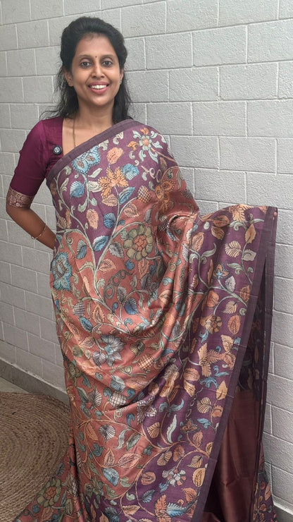 Korean Tussar Kalamkari Saree