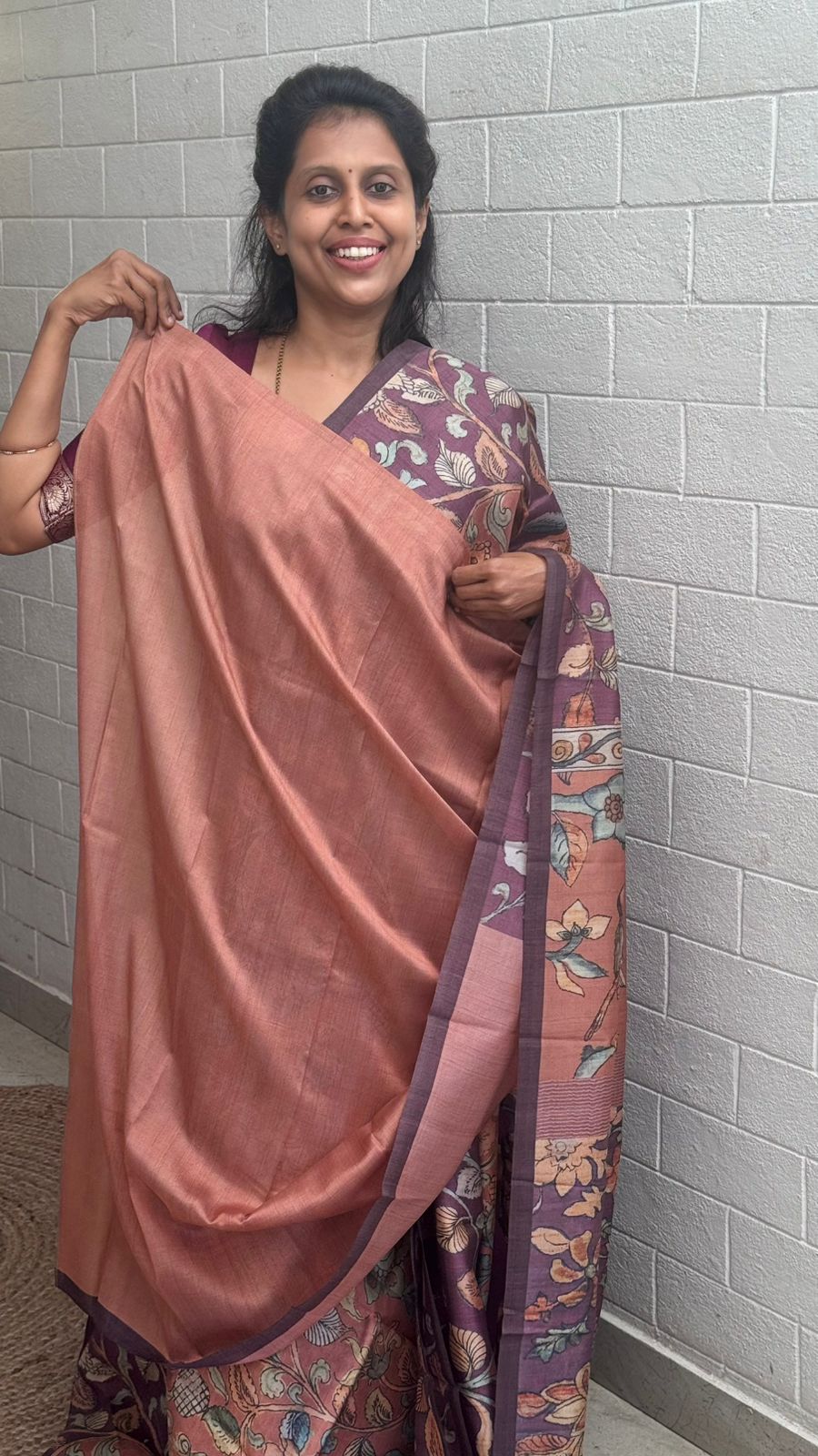 Korean Tussar Kalamkari Saree