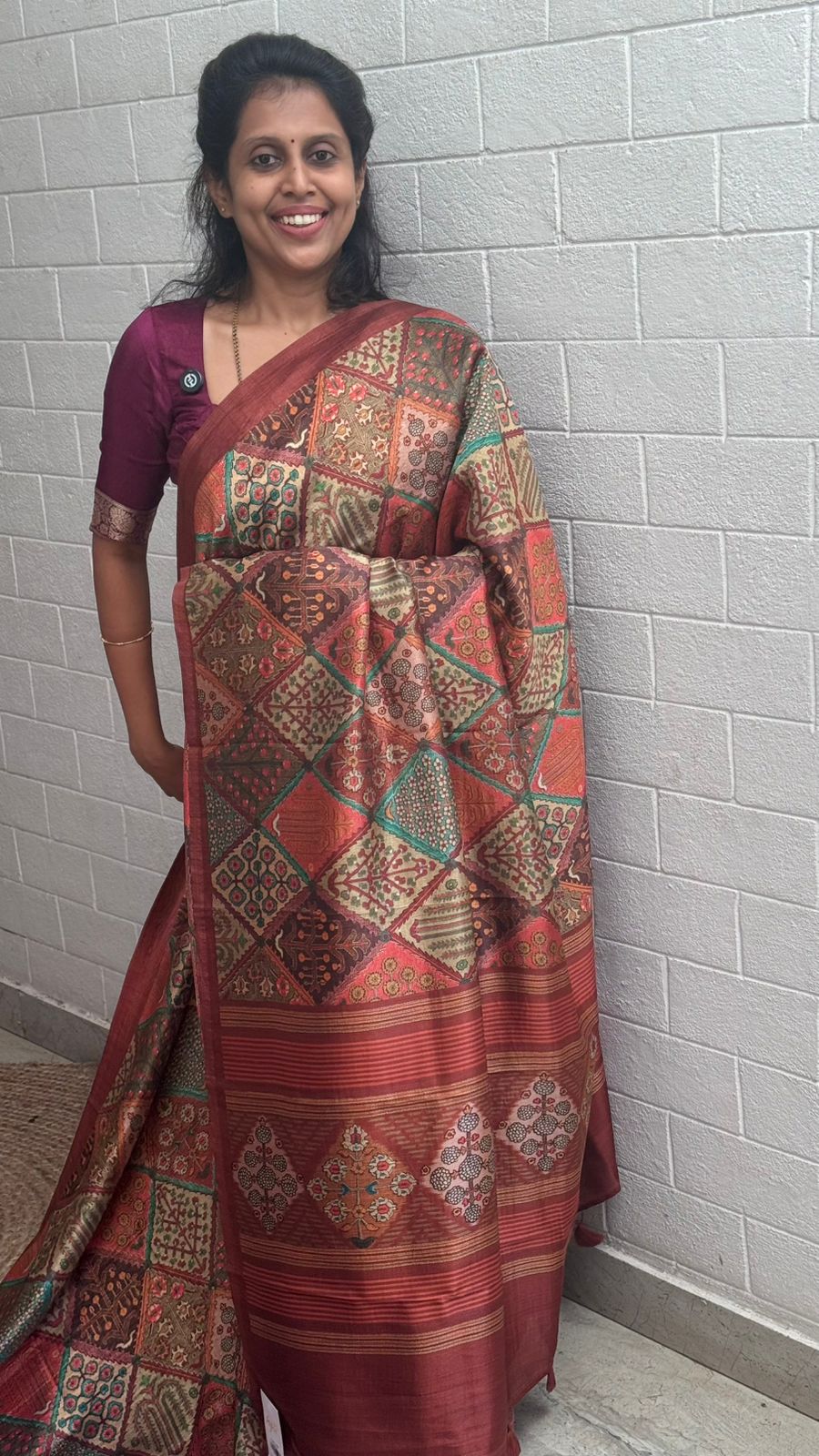 Korean Tussar Kalamkari Saree