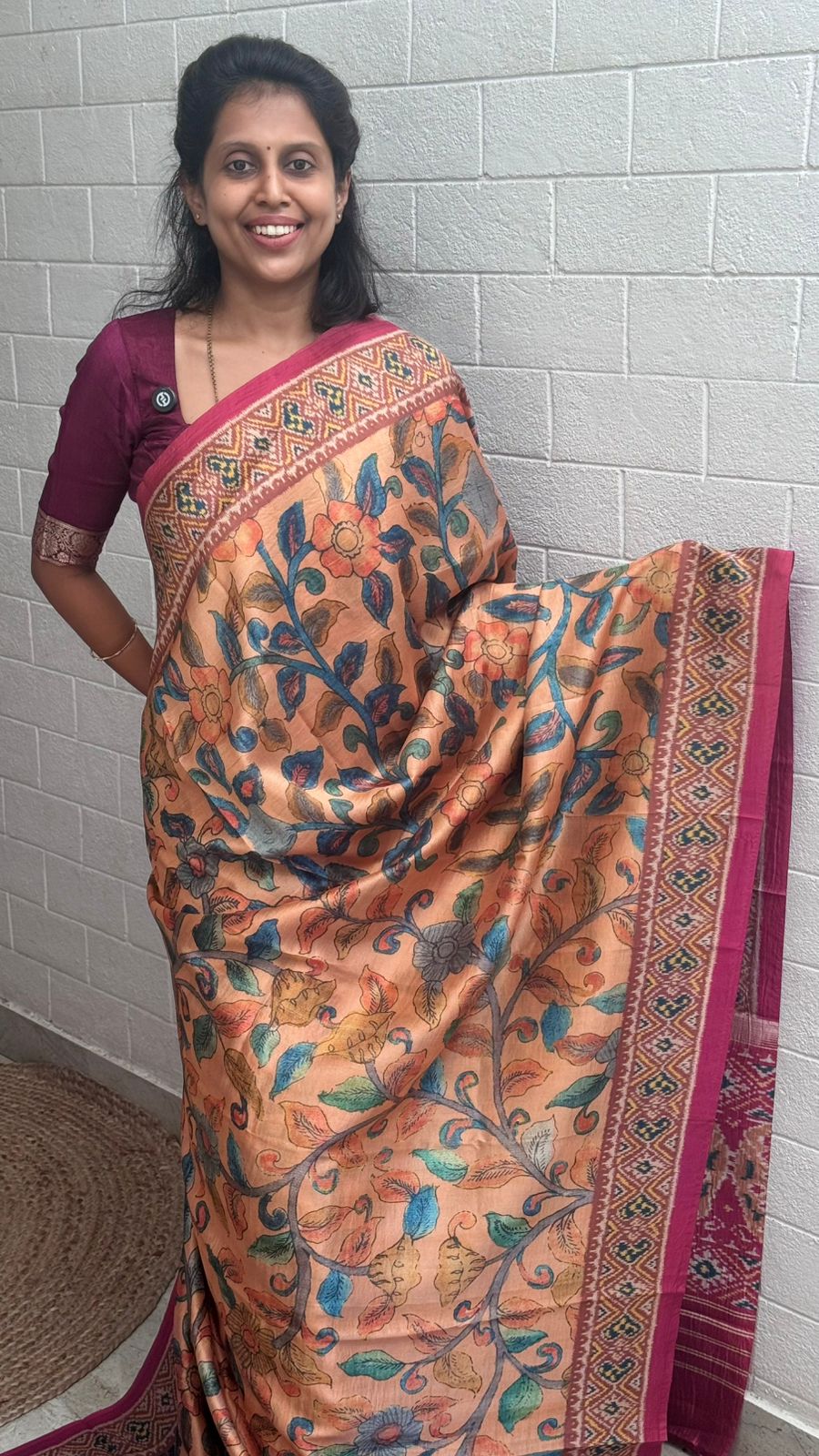 Korean Tussar Kalamkari Saree