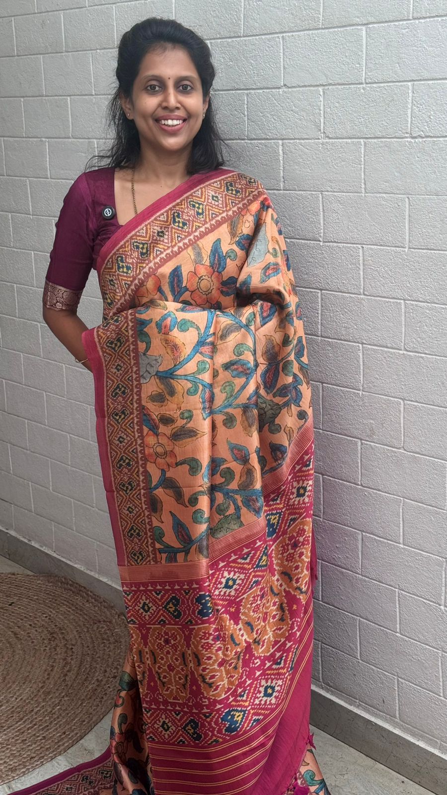 Korean Tussar Kalamkari Saree