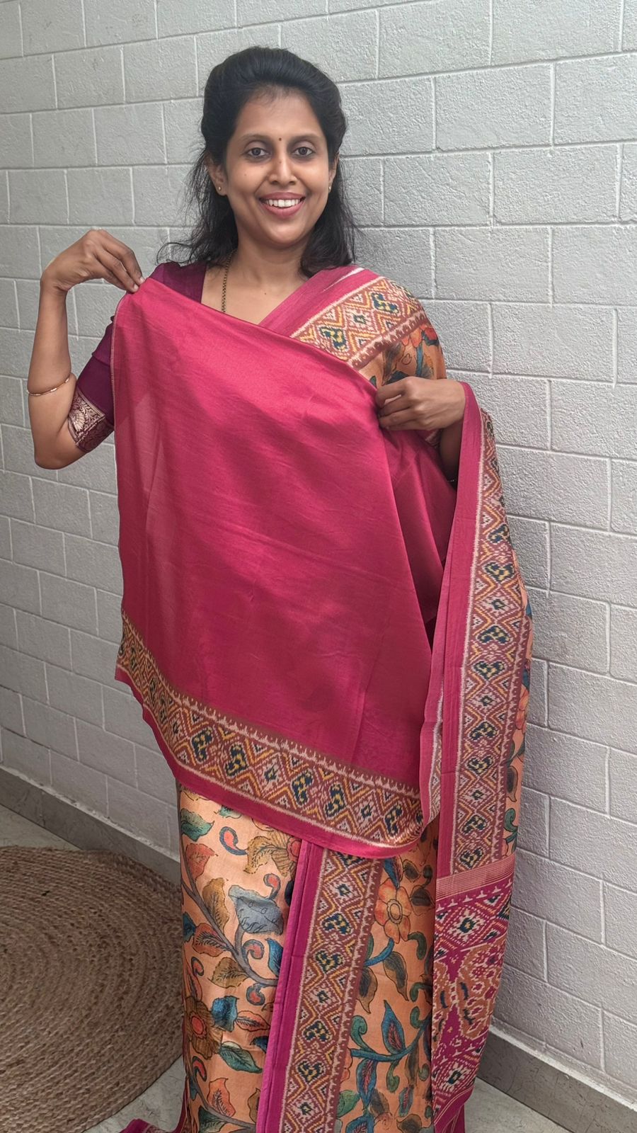 Korean Tussar Kalamkari Saree