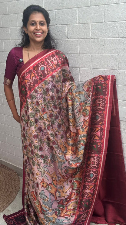 Korean Tussar Kalamkari Saree