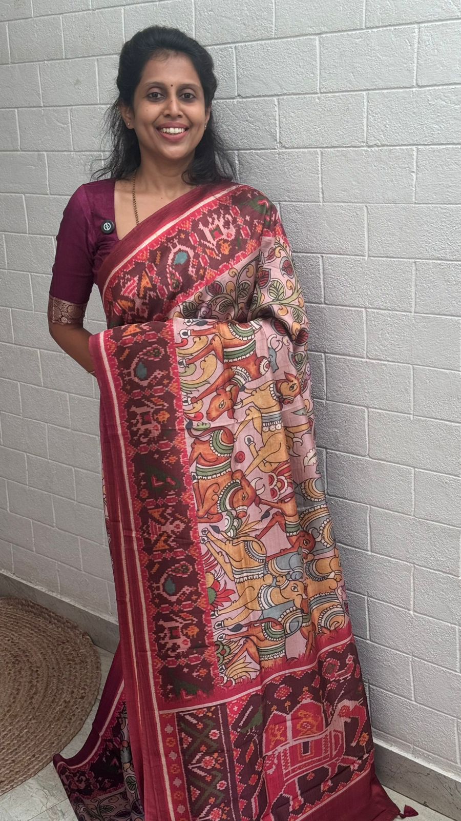 Korean Tussar Kalamkari Saree