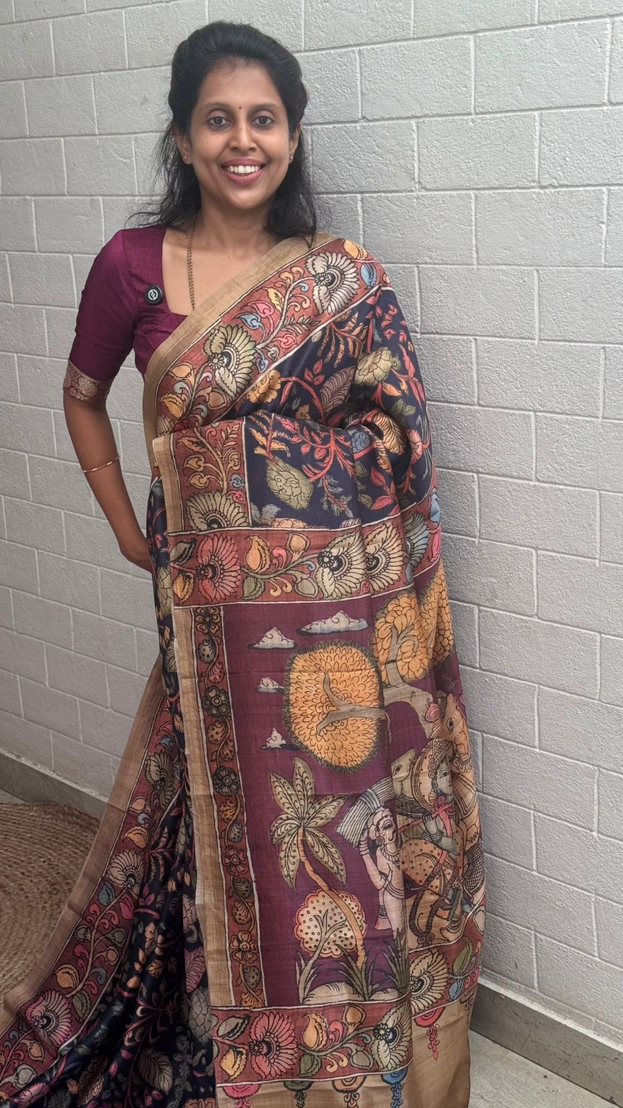 Korean Tussar Kalamkari Saree