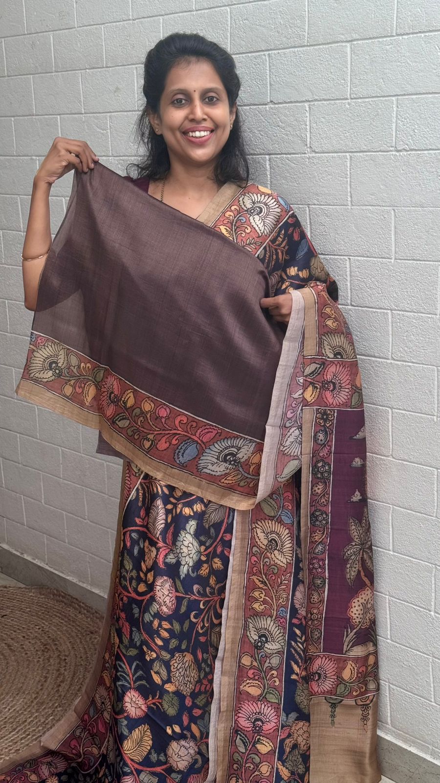 Korean Tussar Kalamkari Saree
