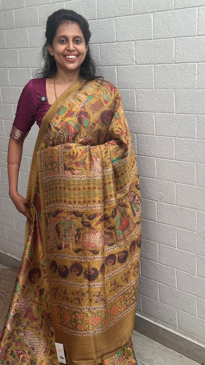 Korean Tussar Kalamkari Saree