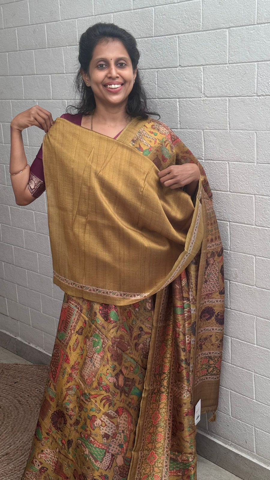 Korean Tussar Kalamkari Saree