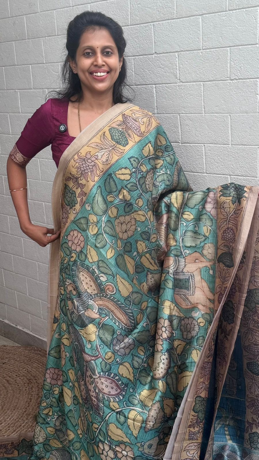 Korean Tussar Kalamkari Saree