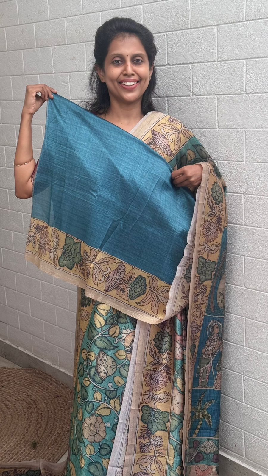 Korean Tussar Kalamkari Saree