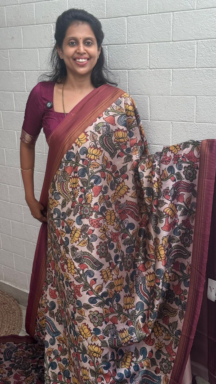 Korean Tussar Kalamkari Saree