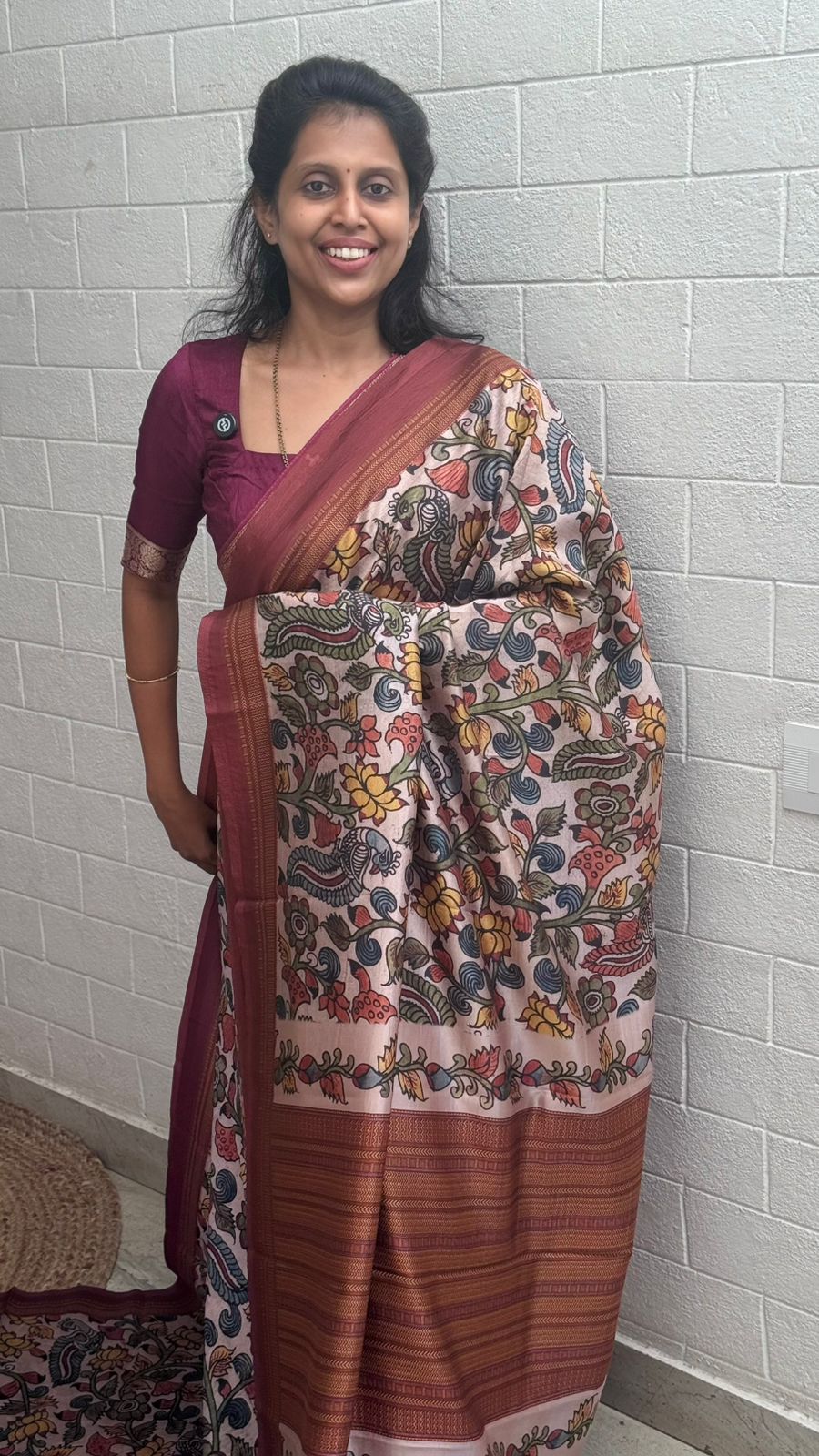 Korean Tussar Kalamkari Saree