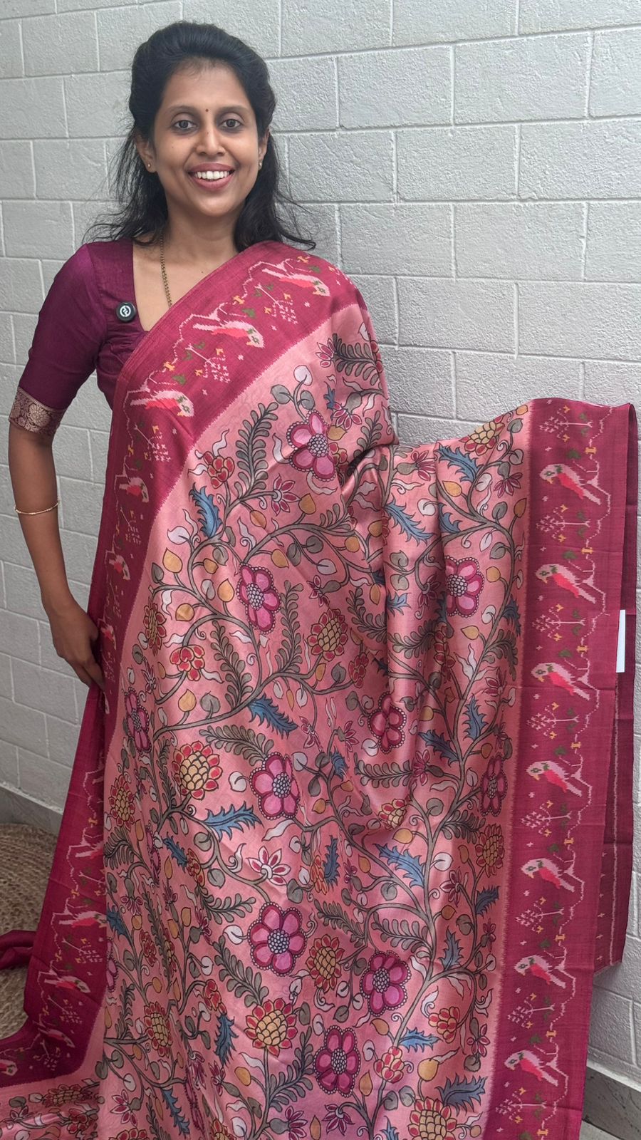 Korean Tussar Kalamkari Saree