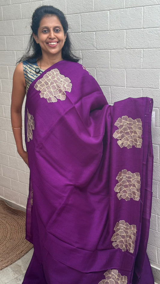 Moonga Tussar Embroidery Saree