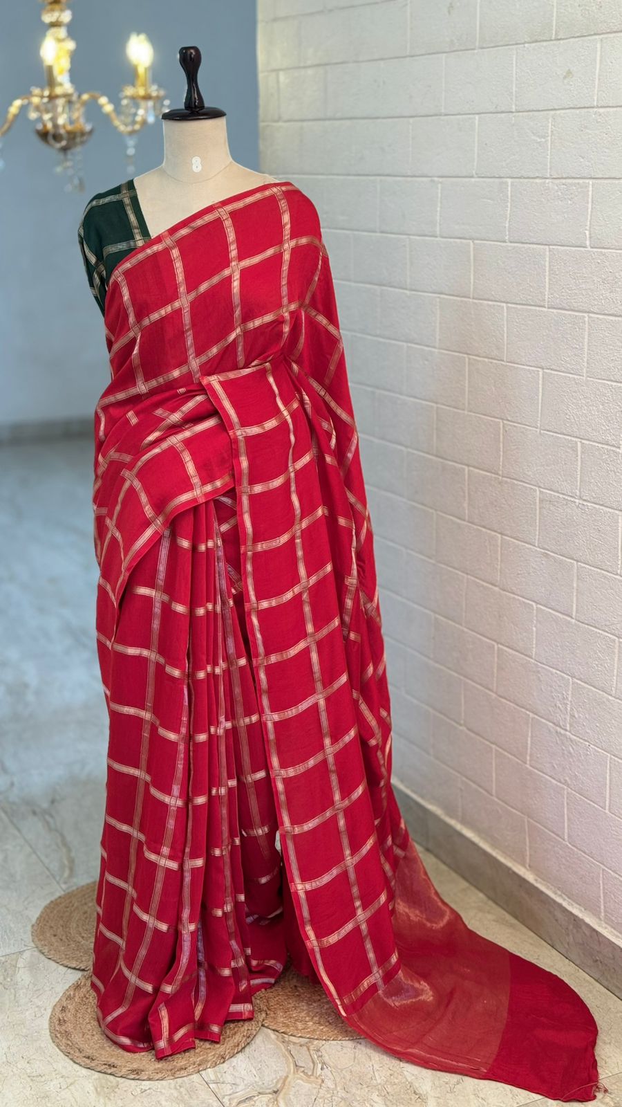 Checks Chanderi Silk Saree