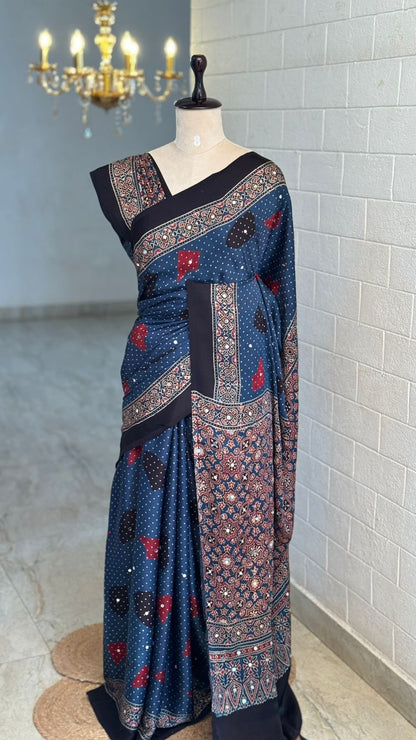 Pure Modal Mirror Work Saree