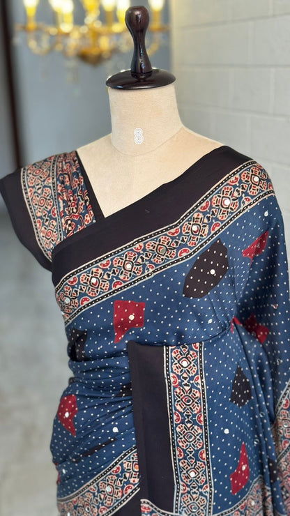 Pure Modal Mirror Work Saree