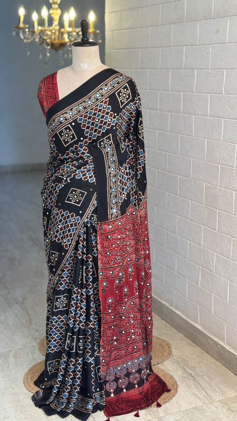 Pure Modal Mirror Work Saree