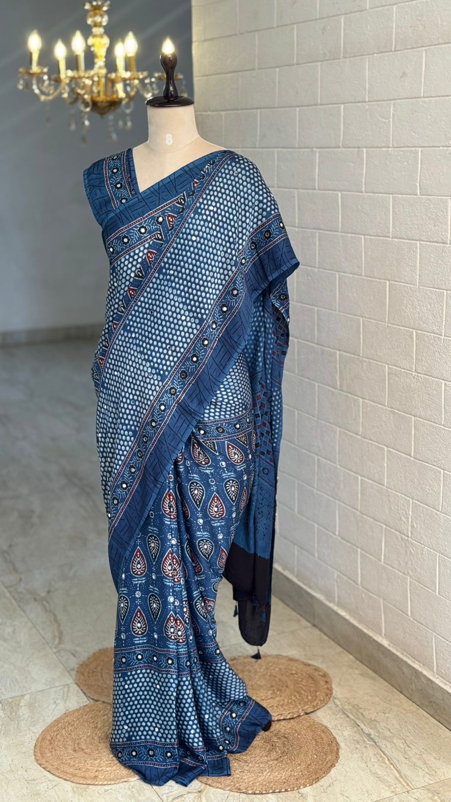 Pure Modal Mirror Work Saree