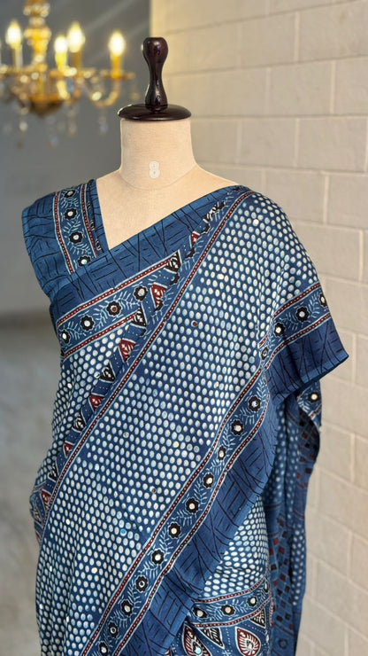 Pure Modal Mirror Work Saree