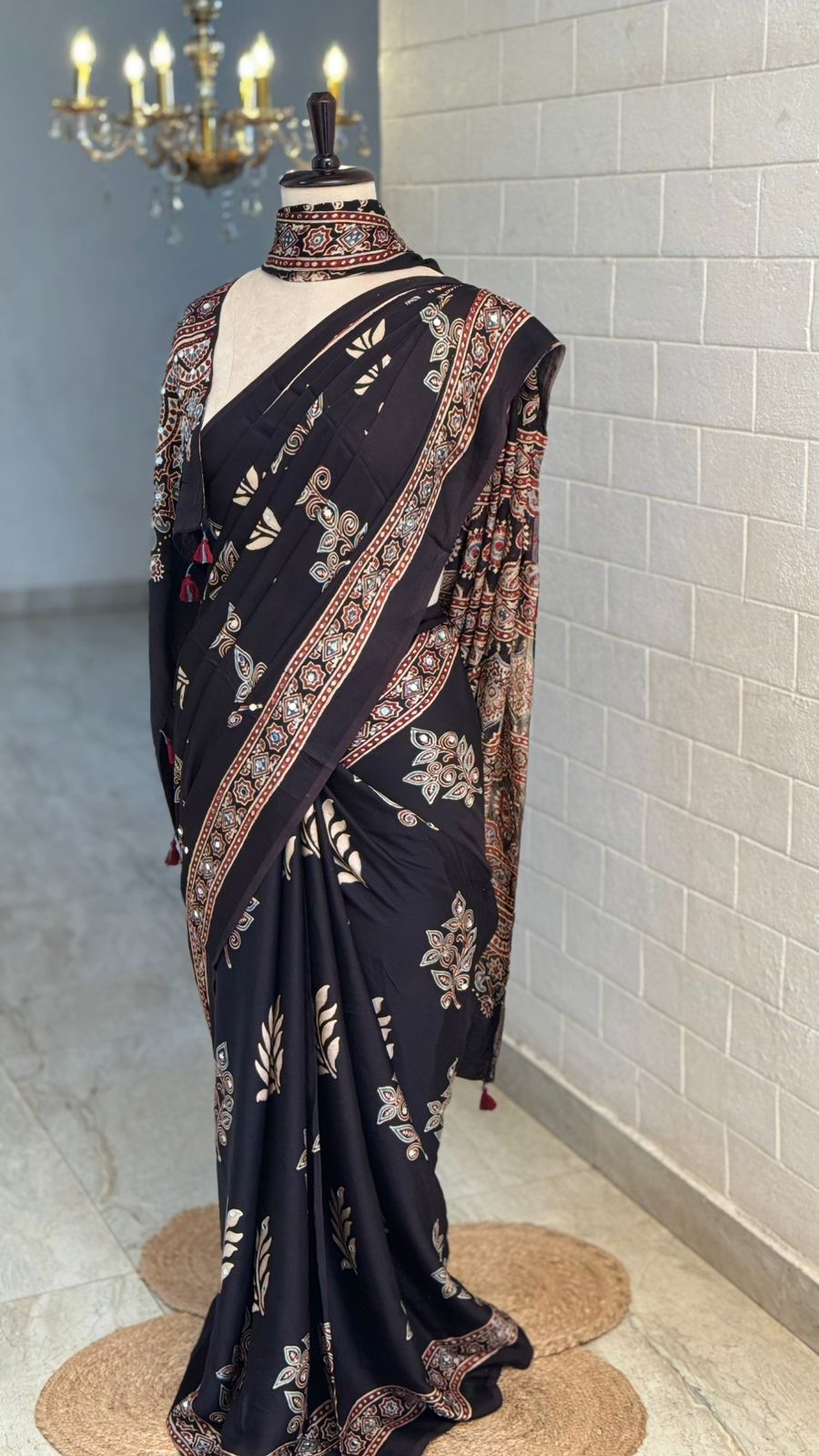 Pure Modal Mirror Work Saree