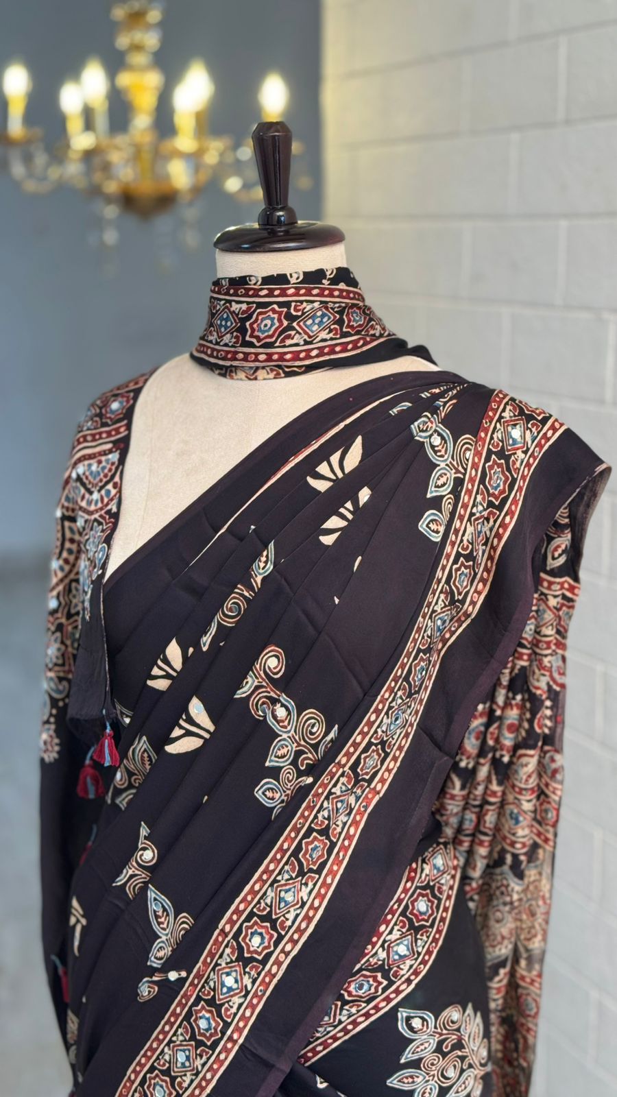 Pure Modal Mirror Work Black Saree