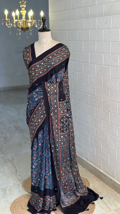 Pure Modal Mirror Work Saree