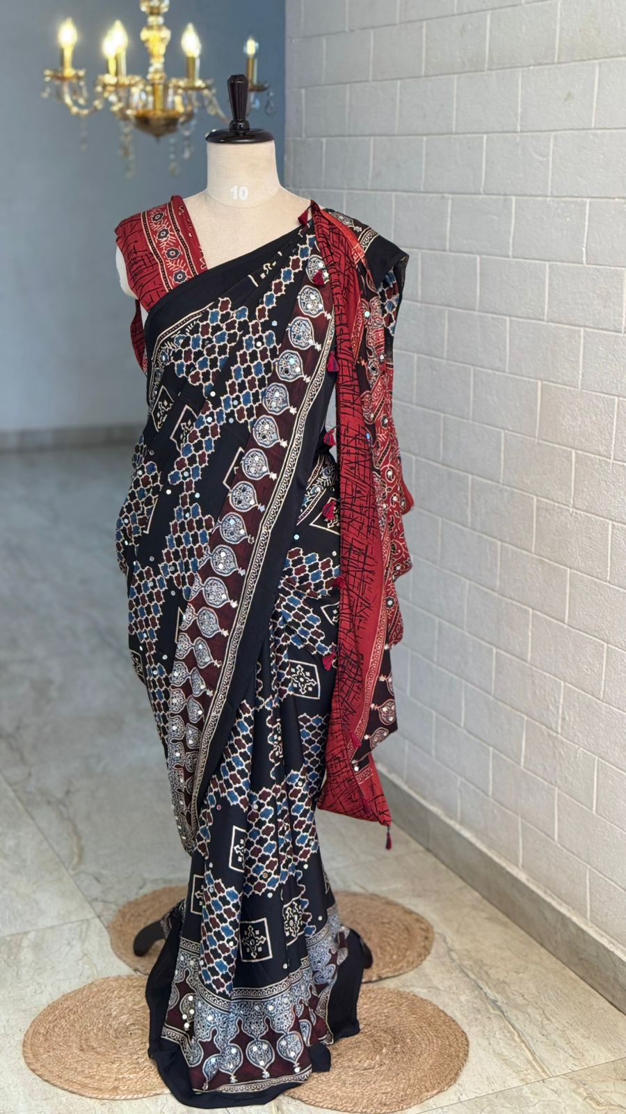 Pure Modal Mirror Work Saree