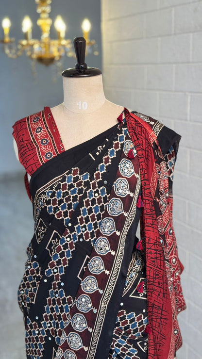 Pure Modal Mirror Work Saree