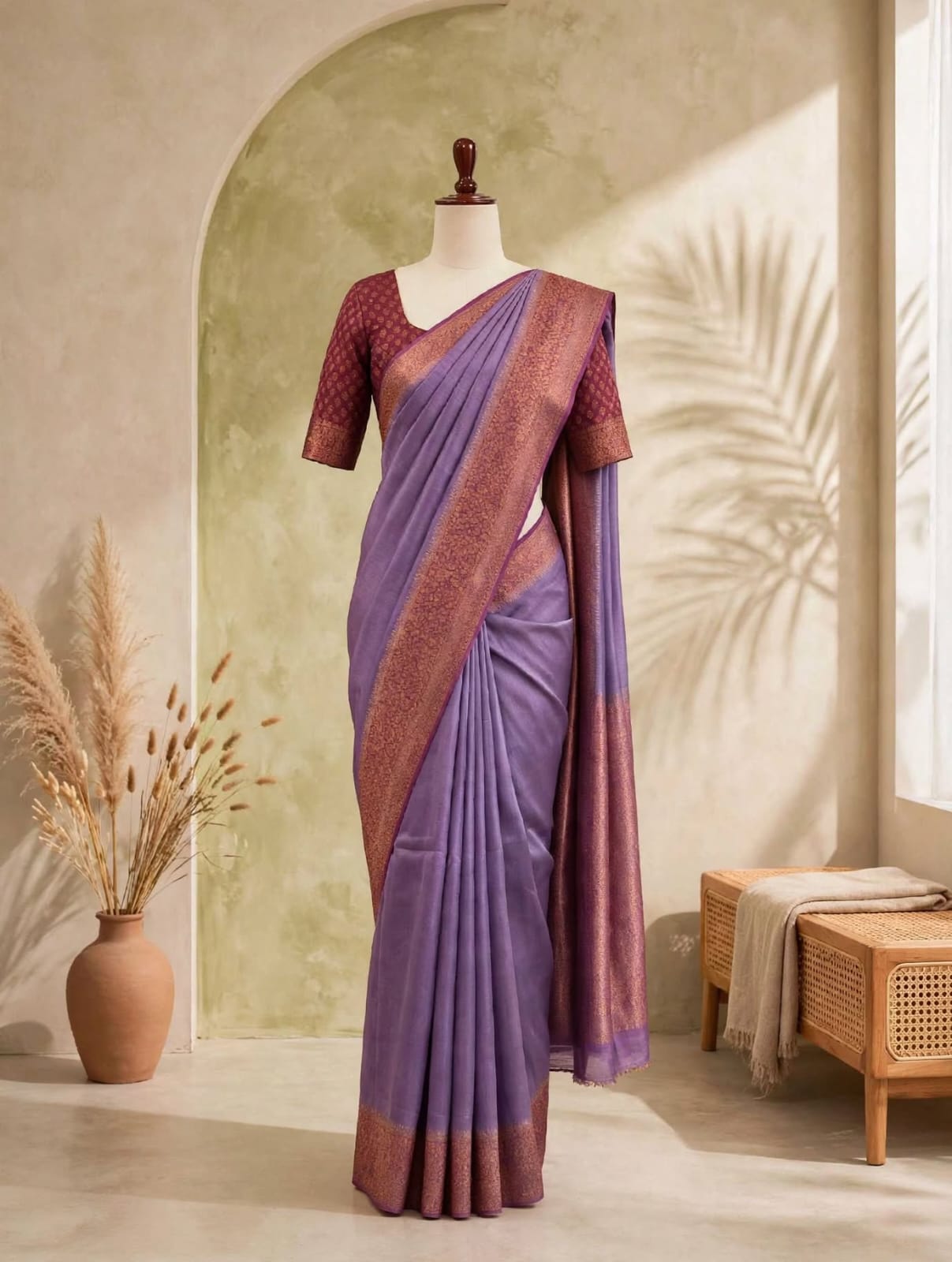Moonga Tussar Contrast Border Saree