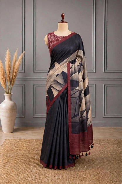 Pure Tussar Print Saree