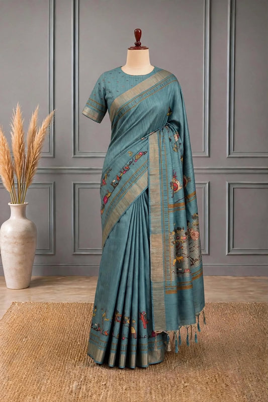 Pure Tussar Paithani Border Saree