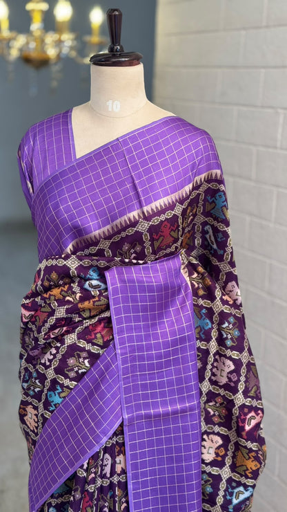 Blended Patola Silk Checks Saree