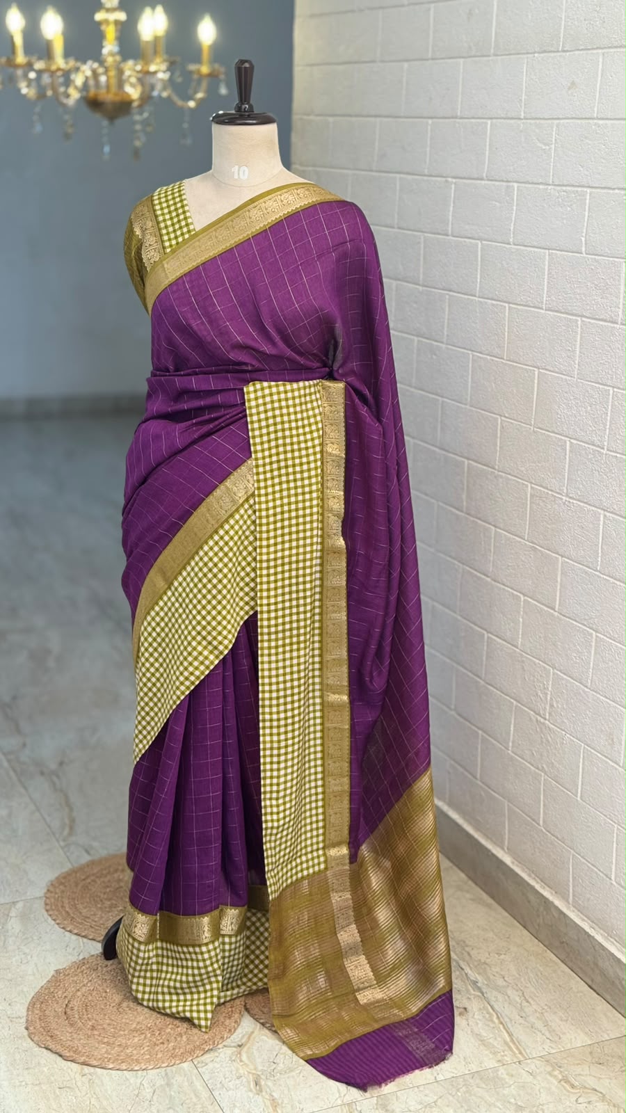 Blended Assam Silk Checks Saree