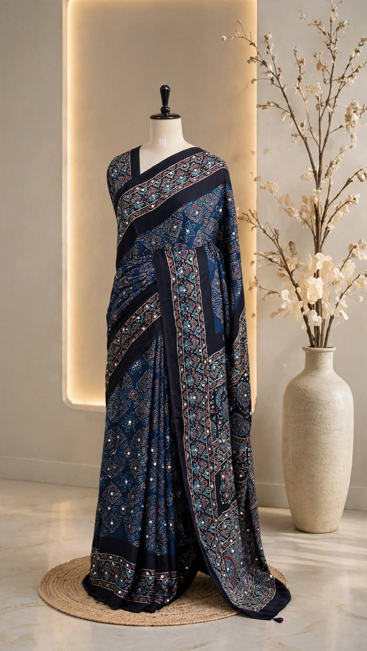 Pure Modal Mirror Work Saree