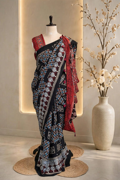 Pure Modal Mirror Work Saree