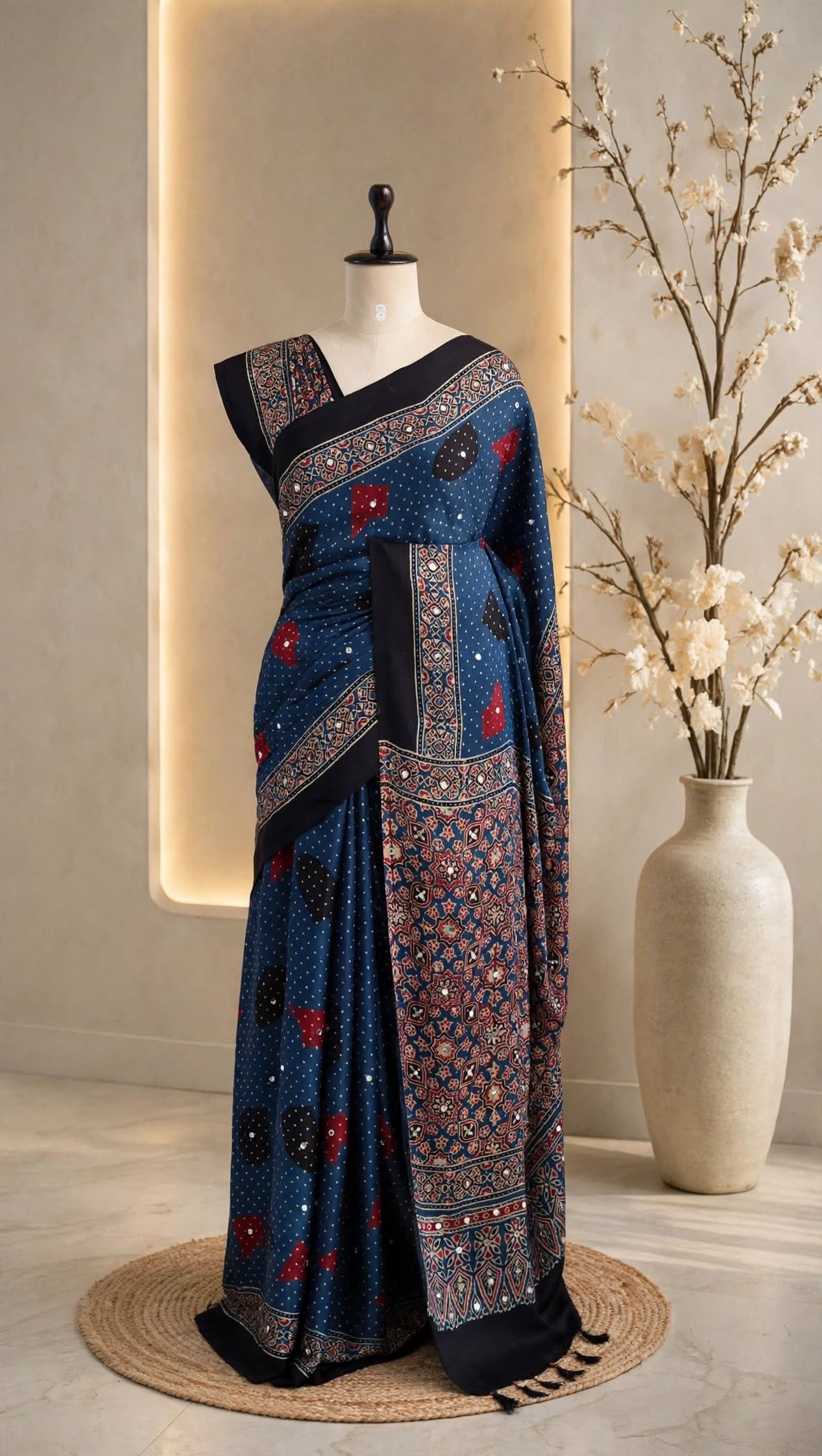 Pure Modal Mirror Work Saree