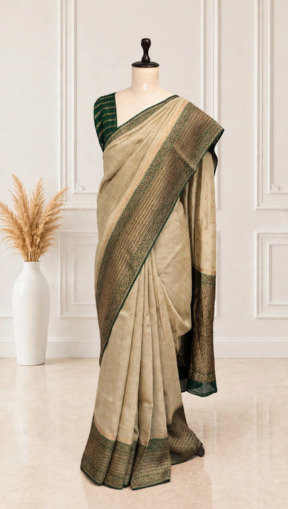 Moonga Tussar Antique Saree