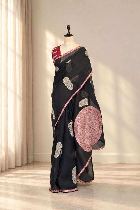 Pure Kora Silk Black Saree