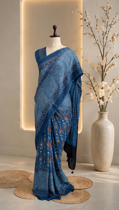 Pure Modal Mirror Work Saree