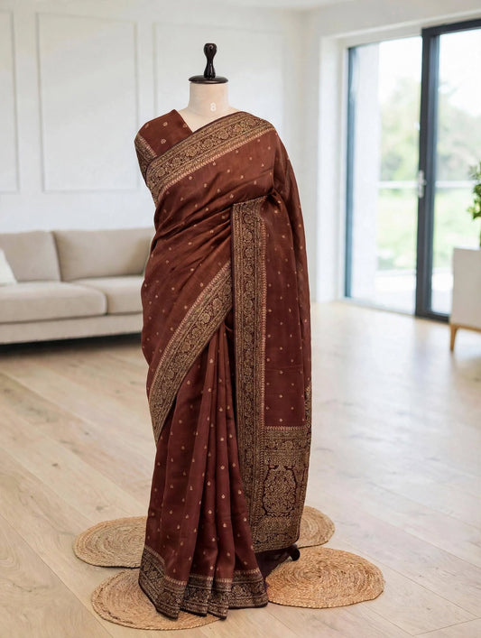 Moonga Tussar Contrast Border Saree