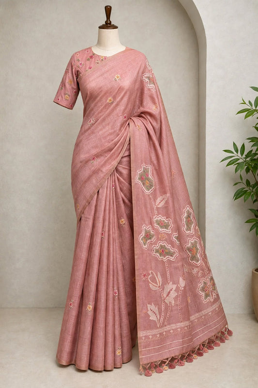 Chanderi Knot Work Saree
