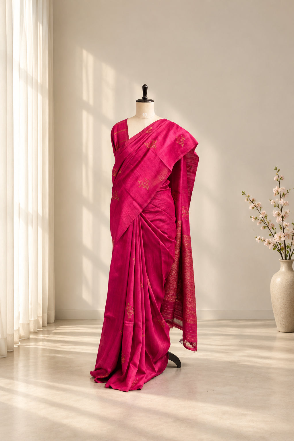 Pure Dupion Banarasi Pink Saree