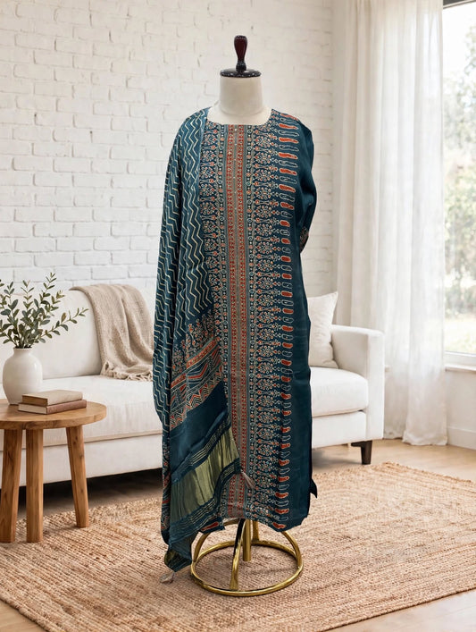 Green Ajrak Suit