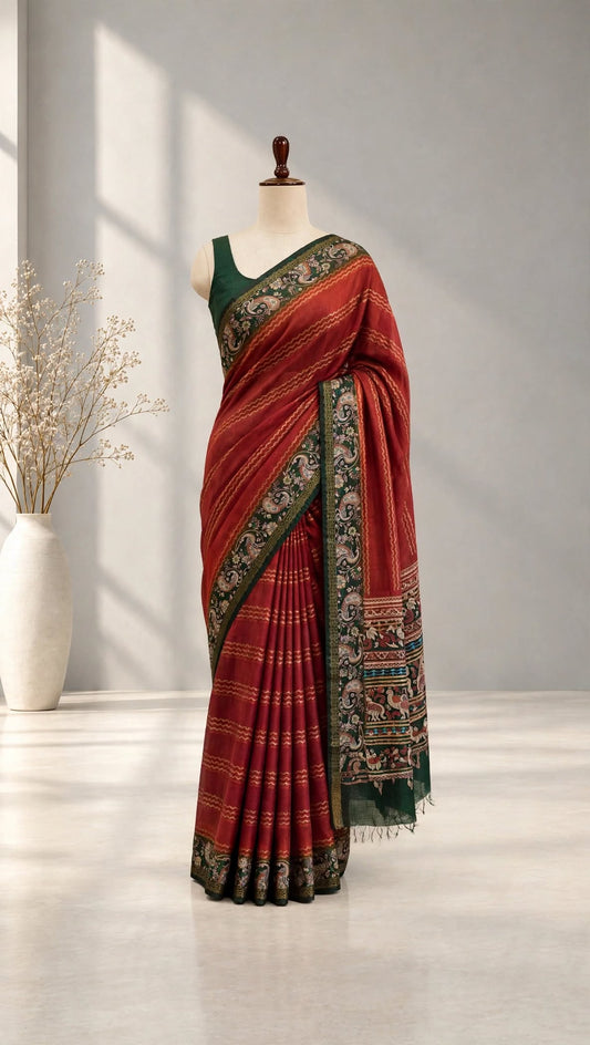Organza Kalamkari Saree
