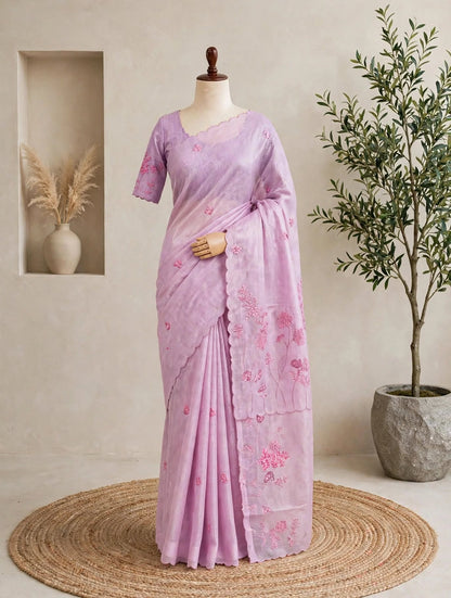 Blended Kota Embroidered Saree