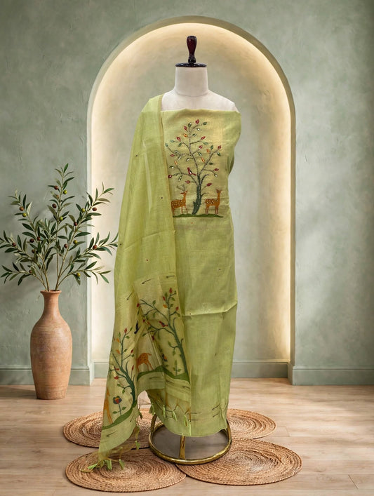 Chanderi Deer Unstitched Suit